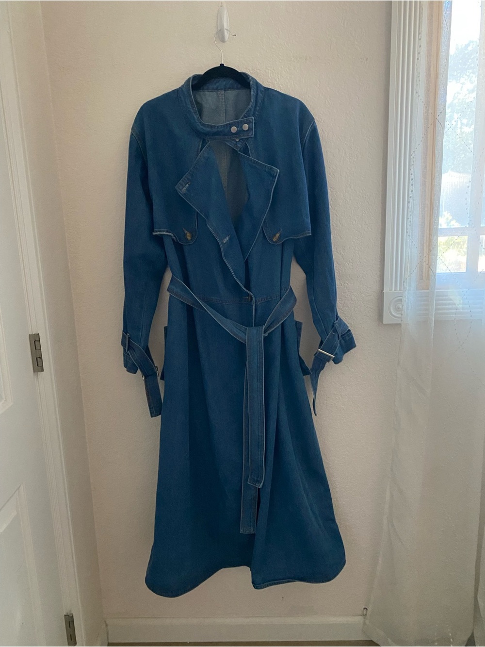 Blue Women's Trench Coat - Classic Belted Trench